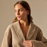 Халат вафельный женский SL HOME: Basic «Саббиа», размер S, хлопок 100%, коричневый