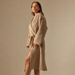 Халат вафельный женский SL HOME: Basic «Саббиа», размер S, хлопок 100%, коричневый