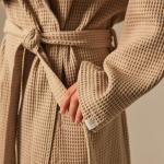 Халат вафельный женский SL HOME: Basic «Саббиа», размер M, хлопок 100%, коричневый