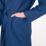 Халат вафельный запашной мужской, размер 52, хлопок 100%, синий