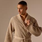 Халат вафельный мужской SL HOME: Basic «Саббиа», размер M,хлопок 100%, коричневый