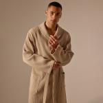 Халат вафельный мужской SL HOME: Basic «Саббиа», размер L, хлопок 100%, коричневый