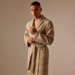 Халат вафельный мужской SL HOME: Chess «Саббиа», размер L, хлопок 100%, коричневый