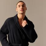 Халат вафельный мужской SL HOME: Basic «Дарк Маре», размер S, хлопок 100%, чёрный