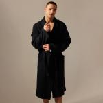 Халат вафельный мужской SL HOME: Basic «Дарк Маре», размер M, хлопок 100%, чёрный