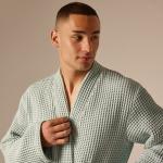 Халат вафельный мужской SL HOME: Boho «Аззура», размер L, хлопок 100%, бирюзовый