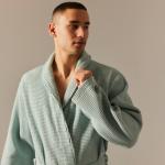 Халат вафельный мужской SL HOME: Basic «Аззура», размер XL, хлопок 100%, мятный