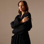 Халат вафельный женский SL HOME: Boho «Дарк Маре», размер L, хлопок 100%, чёрный