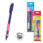 Набор из 2 ручек шариковых ErichKrause ErgoLine® Kids Stick&Grip Neon 0.5, Super Glide Technology, цвет чернил синий, розов грип (в пакете)