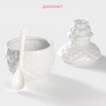 Банка для сыпучих с ложкой Доляна «Ананас», 300 мл, 10?14.5 см, доломит, белая