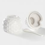 Банка для сыпучих с ложкой Доляна «Ананас», 300 мл, 10?14.5 см, доломит, белая