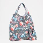 Сумка хозяйственная на кнопке, складная, 40?0.5?58 см, серая/оранжевая