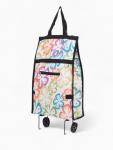 Сумка хозяйственная складная на липучке, 2 колеса, наружный карман, 32?13?52 см, белая/разноцветная