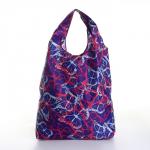 Сумка хозяйственная без застёжки, складная, 38?6?38 см, синяя/розовая