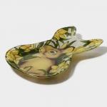 Блюдо сервировочное Доляна «Кролик в цветах», 21?13.5?1.8 см, стекло, зелёное, жёлтое