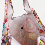 Сумка хозяйственная на кнопке, складная, 40?0.5?58 см, серая/разноцветная