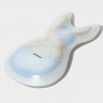 Блюдо сервировочное Доляна «Пасхальный кролик», 21?13.5?1.8 см, стекло, белое, голубое