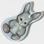 Блюдо сервировочное Доляна «Пасхальный кролик», 21?13.5?1.8 см, стекло, голубое