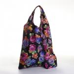 Сумка хозяйственная на кнопке, складная, 38?6?38 см, чёрная/разноцветная