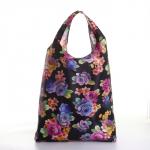 Сумка хозяйственная на кнопке, складная, 38?6?38 см, чёрная/разноцветная