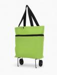 Сумка хозяйственная складная на кнопке, 2 колеса, 40?12?30 см, зелёная