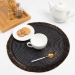 Набор салфеток «Доляна. Блеск», чёрный, d=38 см, 2 шт.