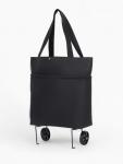 Сумка хозяйственная складная на кнопке, 2 колеса, 40?12?30 см, чёрная