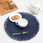 Набор салфеток «Доляна. Бохо», синий, d=38 см, 2 шт.