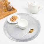 Набор салфеток «Доляна. Блеск», серебро, d=38 см, 2 шт.