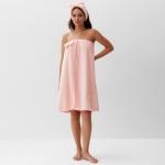 Набор для бани и ванной «Этель. Бантик», полотенце - парео 75?120 см, повязка на голову, розовый