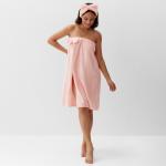 Набор для бани и ванной «Этель. Бантик», полотенце - парео 75?120 см, повязка на голову, розовый