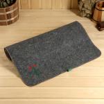 Коврик - лежак для бани и сауны с вышивкой «Банный рай», 180?60 см, экофетр, войлок, тёмный, «Добропаровъ»