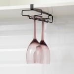 Держатель для бокалов подвесной на 4 предмета Доляна, 10.5?26?7.5 см, чёрный