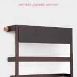 Держатель для кухонных принадлежностей на магните Доляна, 6 крючков, 4 направляющих, 34?24.5?6.5 см, коричневый