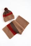 Комплект шарф и шапка Помпошка терракот