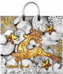 *Пакет ПЭ с пластмассовыми ручками 38х35+10см (90) (Серебро) НГ ламинированный Интерпак (х10/100)