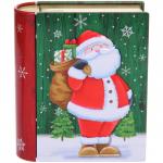 Банка жестяная "Книга" 11,5*10*3,8см Дед Мороз с подарками