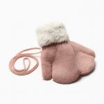 Варежки детские меховые MINAKU, с отворотом, 15 см, розовые