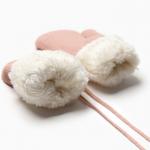 Варежки детские меховые MINAKU, с отворотом, 15 см, розовые