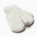 Варежки детские меховые MINAKU, с опушкой, 15 см, белые