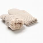 Варежки детские MINAKU, бежевые, 19 см