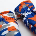 Варежки зимние детские MINAKU «Хаки», оранжевые, размер 15-16 (17?7 см)