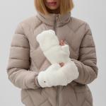 Варежки - митенки женские MINAKU «Мишка», размер 24 см, белые