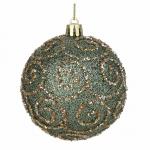 СНОУ БУМ Шар пластик 8 см, зеленый, с узором