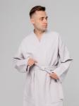 Вафельный удлиненный халат Кимоно унисекс "Ромбы" серый В-14 (20)