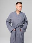 Вафельный удлиненный халат Кимоно унисекс "Ромбы" темно-серый В-14 (32)