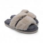 Тапочки меховые 10215 серо бежевые