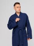 Вафельный удлиненный халат Кимоно унисекс "Ромбы" темно-синий В-14 (28)