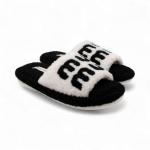 Тапочки меховые 10193 черно белые