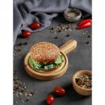 Доска для подачи Adelica «Бургерная», с ручкой, 20?13?1.8 см, дерево берёза